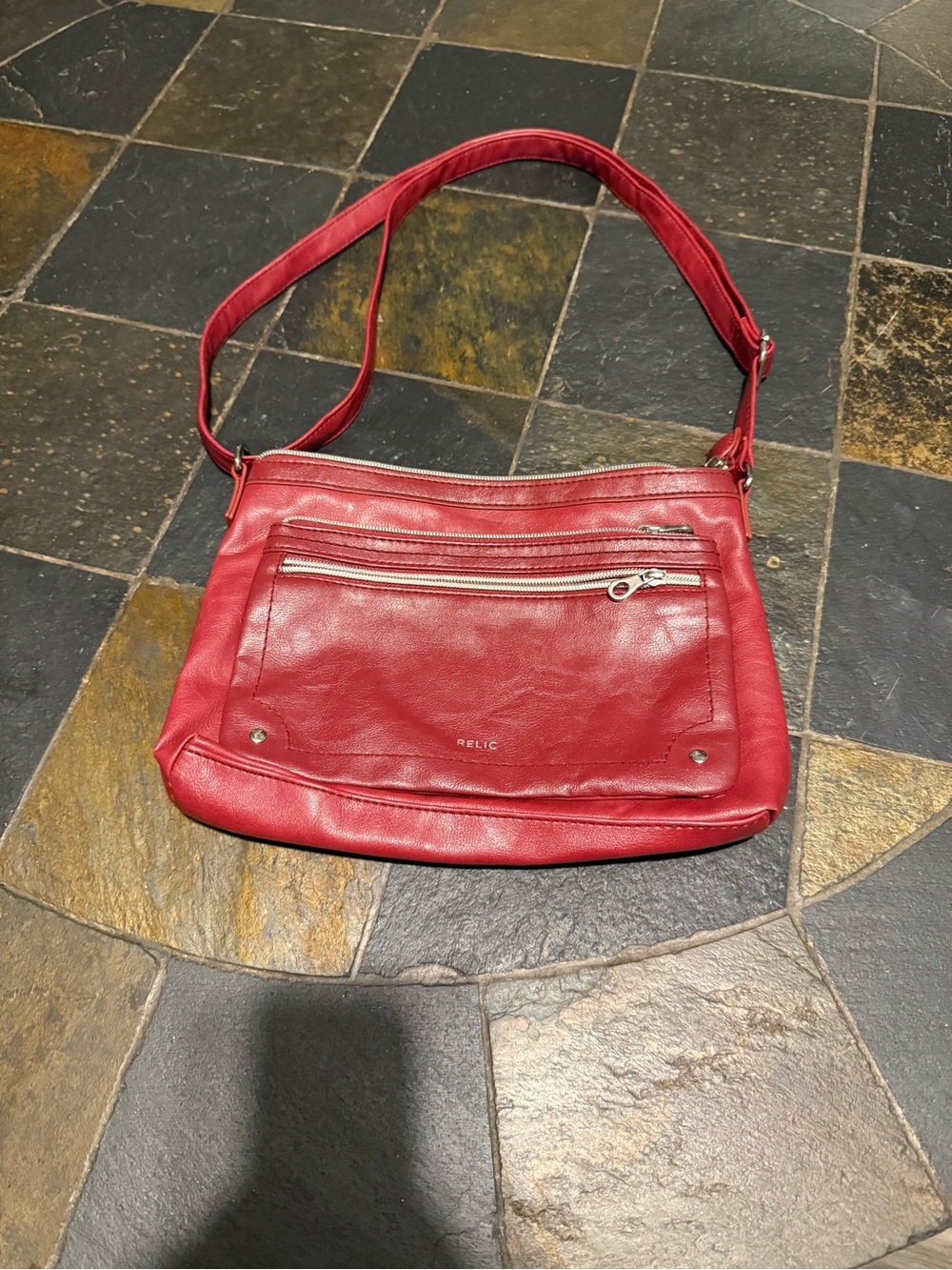 Relic Red Leather Crossbody Shoulder Bag
